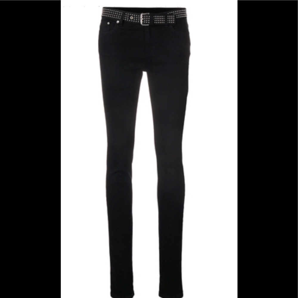 RED Valentino black studded skinny straight jeans